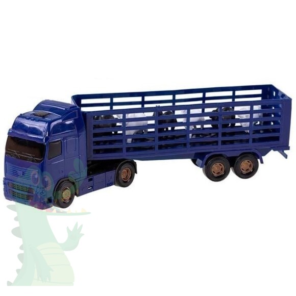 Caminhão De Brinquedo Boiadeiro C/ Bois E Acessórios Azul