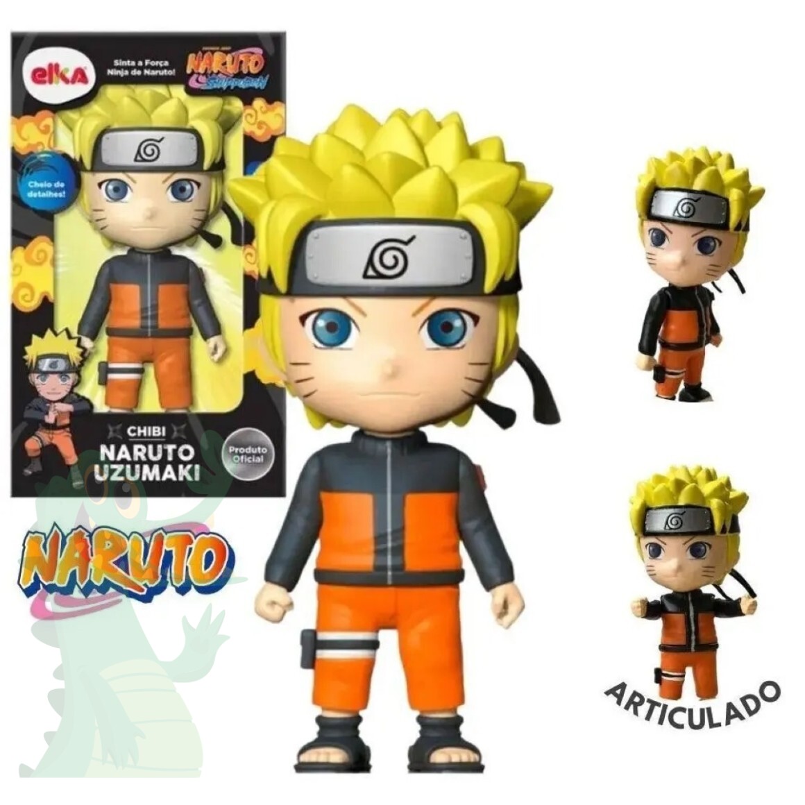 Boneco Naruto Uzumaki Chibi - Naruto Shippuden Mexe os Braços